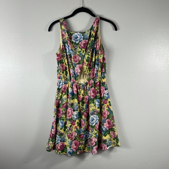 Pink Owl Apparel Rose Floral Sleeveless Stretch Short Dress Open Back Medium - Picture 6 of 9